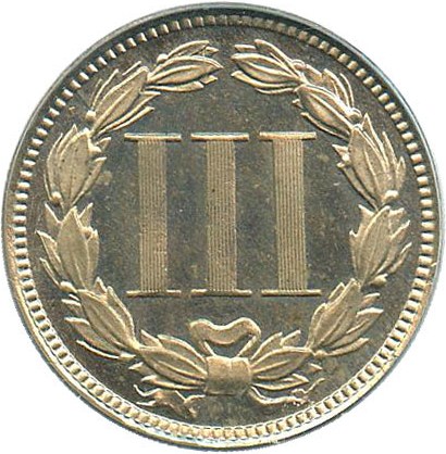 image for: 1869 3cN PCGS/CAC PR64 OGH