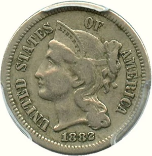 image for: 1882 3cN PCGS/CAC VF25