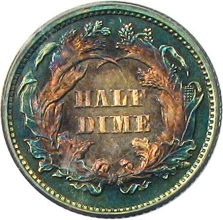 image for: 1868 H10c PCGS PR64 - Colorful Bullet Toning