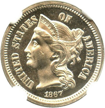 image for: 1867 3cN NGC Proof 65 CAM