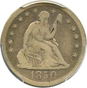 image for: 1850-O 25c PCGS/CAC VG-8 - Scarce Date
