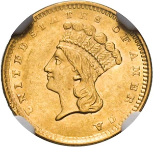 image for: 1856 G$1 NGC MS61 (Slanted 5)
