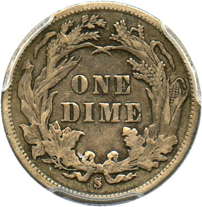 image for: 1886-S 10c PCGS/CAC VF30