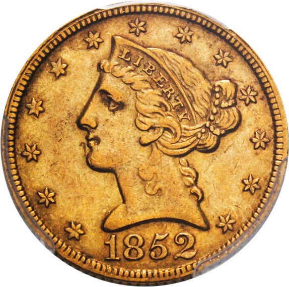 image for: 1852 $5 PCGS AU58