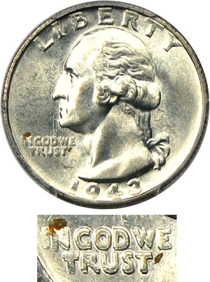 image for: 1943-S 25c PCGS/CAC MS64 (Doubled Die Obverse) Scarce Variety