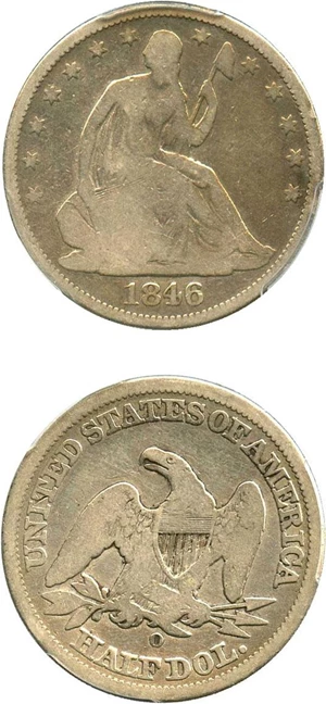image for: 1846-O 50c PCGS Genuine VG Details, Cleaning (Medium Date)