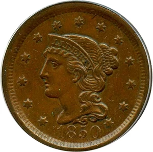 image for: 1850 1c PCGS AU50