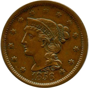 image for: 1856 1c PCGS AU55 (Slanted 5) - No Reserve!