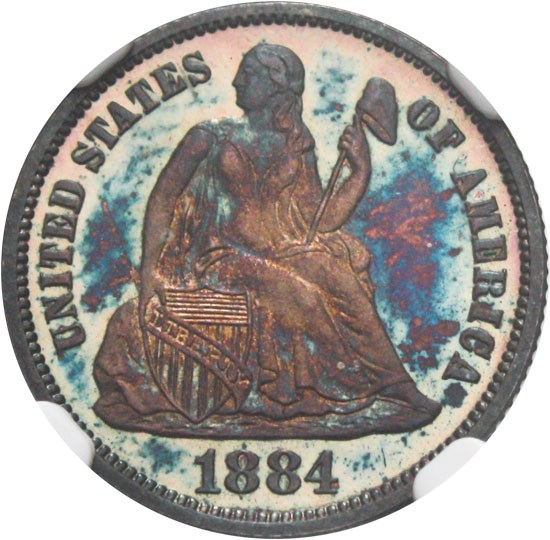 image for: 1884 10c NGC/CAC Proof 66 CAM - Colorful Toning