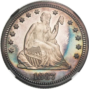 image for: 1887 25c NGC/CAC Proof 65 CAM - Colorful Toning - No Reserve!