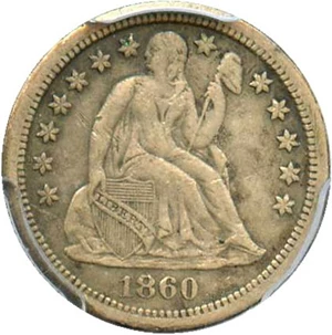 image for: 1860-S 10c PCGS XF40 - Very Tough Date