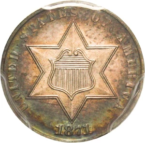 image for: 1871 3cS PCGS/CAC Proof 63 - Beautiful Toning