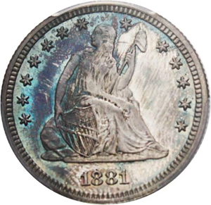 image for: 1881 25c PCGS/CAC Proof 65 - Colorful Toning - No Reserve!