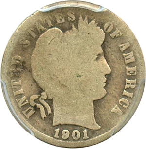 image for: 1901-S 10c PCGS Genuine AG Details, Cleaning