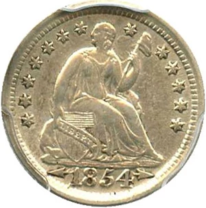 image for: 1854 H10c PCGS Genuine XF Details, Cleaning (Arrows)