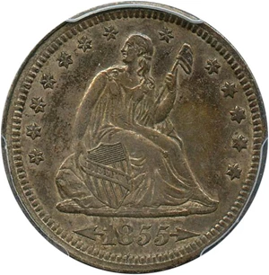 image for: 1855 25c PCGS/CAC XF45 (Arrows)
