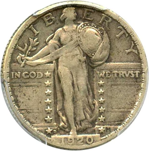 image for: 1920-D 25c PCGS VF25