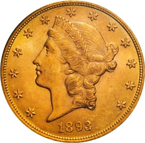 image for: 1893 $20 PCGS MS63