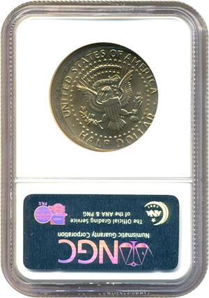 image for: Mint Error: 1988-P 50c NGC MS66 (Struck 5% Off Center)