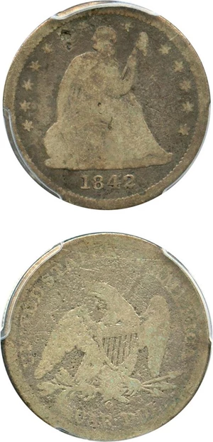 image for: 1842-O 25c PCGS Genuine G Details, Damage (Large Date)