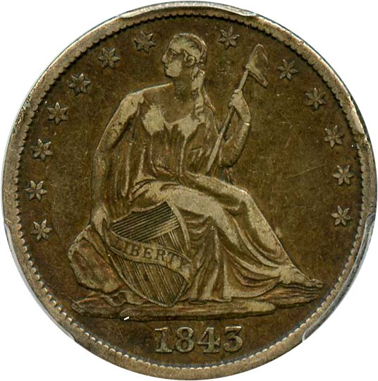 image for: 1843 50c PCGS/CAC VF35