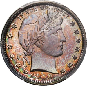 image for: 1900 25c PCGS/CAC Proof 66 - Colorful Toning