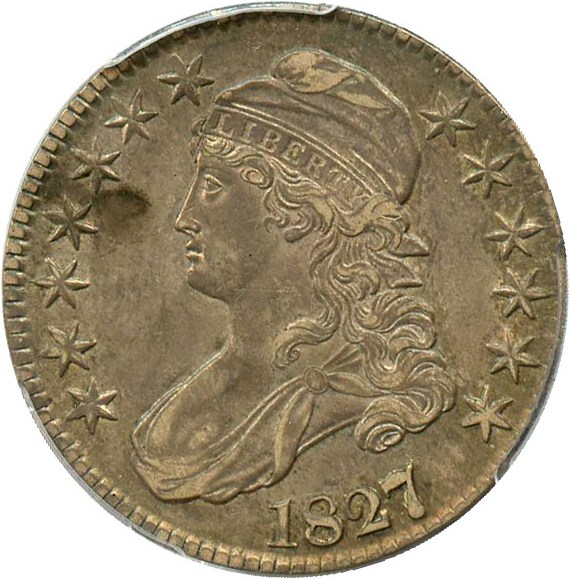 image for: 1827/6 50c PCGS/CAC AU50 - Better Overdate