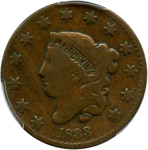 image for: 1833 1c PCGS VG-10