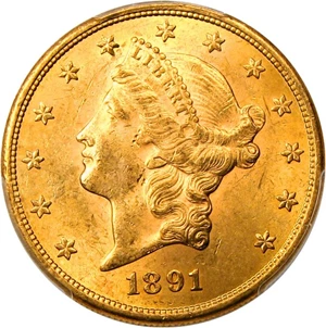 image for: 1891-S $20 PCGS/CAC MS62