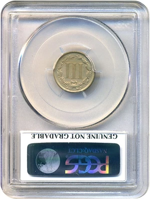 image for: 1887/6 3cN PCGS Proof Genuine AU Details, Cleaning (Strong Overdate)