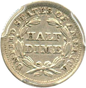image for: 1854 H10c PCGS Genuine XF Details, Cleaning (Arrows)