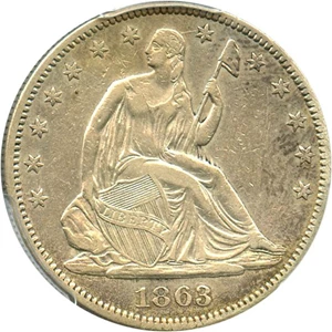 image for: 1863 50c PCGS Genuine XF Details, Cleaning