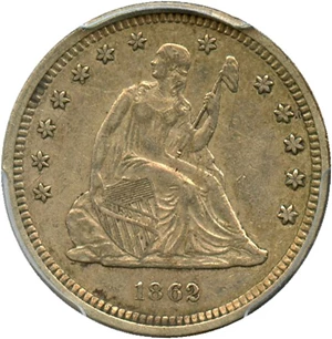 image for: 1862 25c PCGS XF45