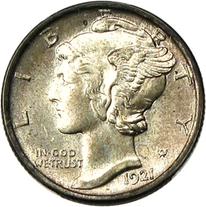 image for: 1921-D 10c PCGS/CAC MS66 FB - Key Date, Rare in Gem Full Bands