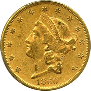 image for: 1860 $20 PCGS AU50