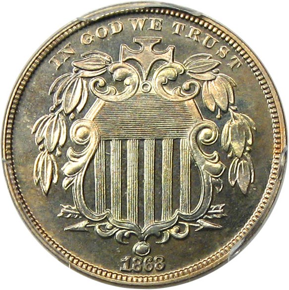 image for: 1868 5c PCGS/CAC Proof 65
