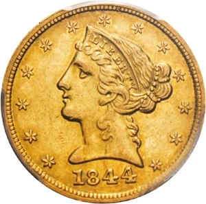 image for: 1844-D $5 PCGS/CAC AU53 - Popular Dahlonega Mint Issue