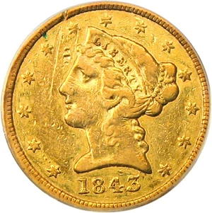 image for: 1843-D $5 PCGS VF20 OGH - Popular Dahlonega Mint Gold