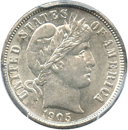 image for: 1905 10c PCGS AU58