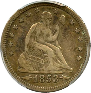 image for: 1853-O 25c PCGS/CAC VF25 (Arrows & Rays)