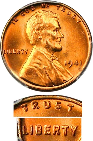 image for: 1941 1c PCGS/CAC MS66 RD (Doubled Die Obverse) Scarce Variety, Tied for Finest at PCGS