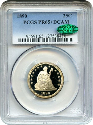 image for: 1890 25c PCGS/CAC Proof 65+ DCAM - Beautiful Gem Proof