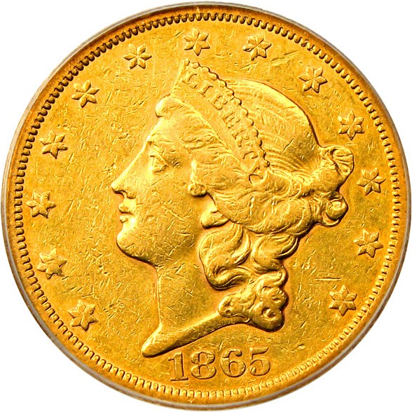 image for: 1865-S $20 PCGS XF40