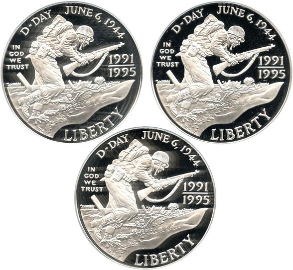 image for: Investor Lot: 1991-95-W World War II $1 PCGS PR69 DCAM (3 Coins) - No Reserve!