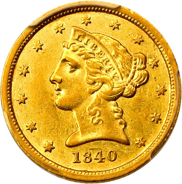 image for: 1840-C $5 PCGS AU55 - Desirable Charlotte Gold
