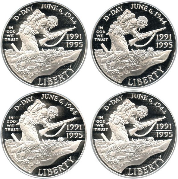 image for: Investor Lot: 1991-95-W World War II $1 PCGS PR69 DCAM (4 Coins) - No Reserve!