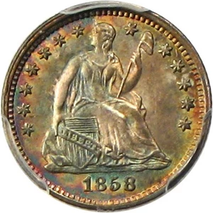 image for: 1858-O H10c PCGS/CAC MS64 - Beautiful Multicolor Toning