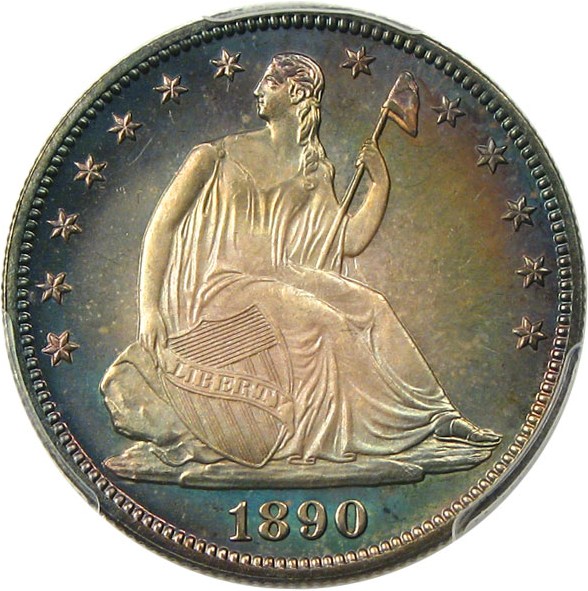 image for: 1890 50c PCGS/CAC Proof 65 - Colorful Toning - No Reserve!