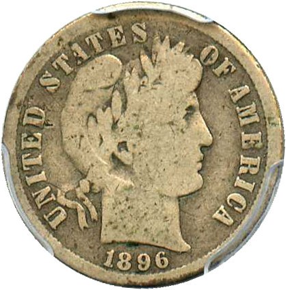 image for: 1896-S 10c PCGS/CAC Good-6