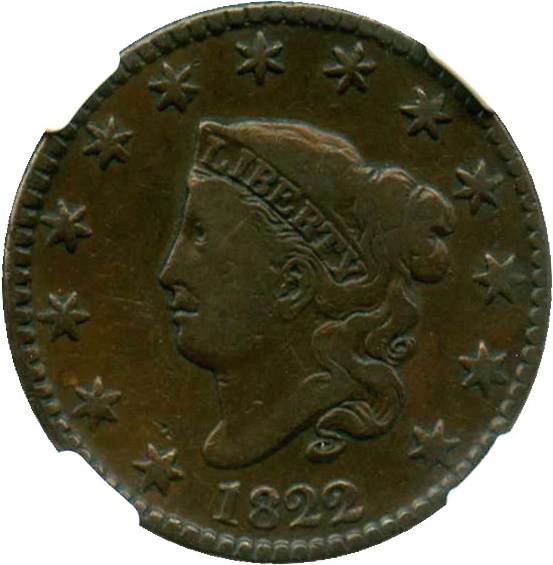 image for: 1822 1c NGC/CAC VG-8 BN